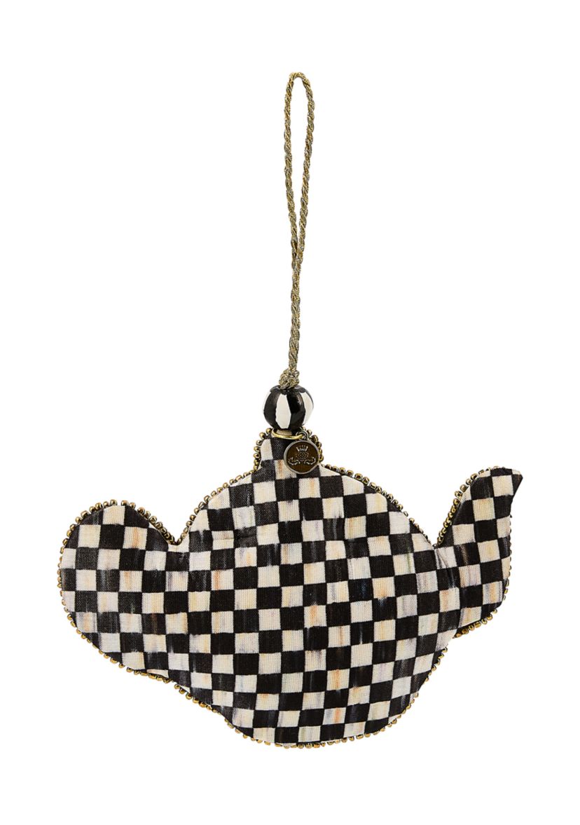 Courtly Check Teapot Beaded Ornament