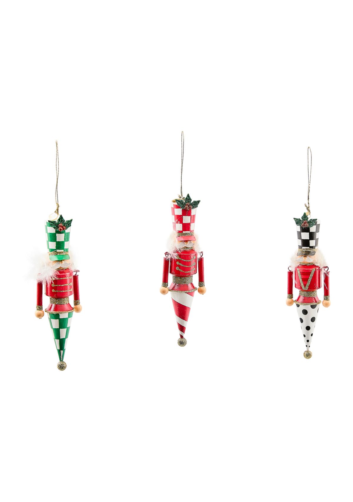 Check It Out Tin Nutcracker Ornaments - Set of 3