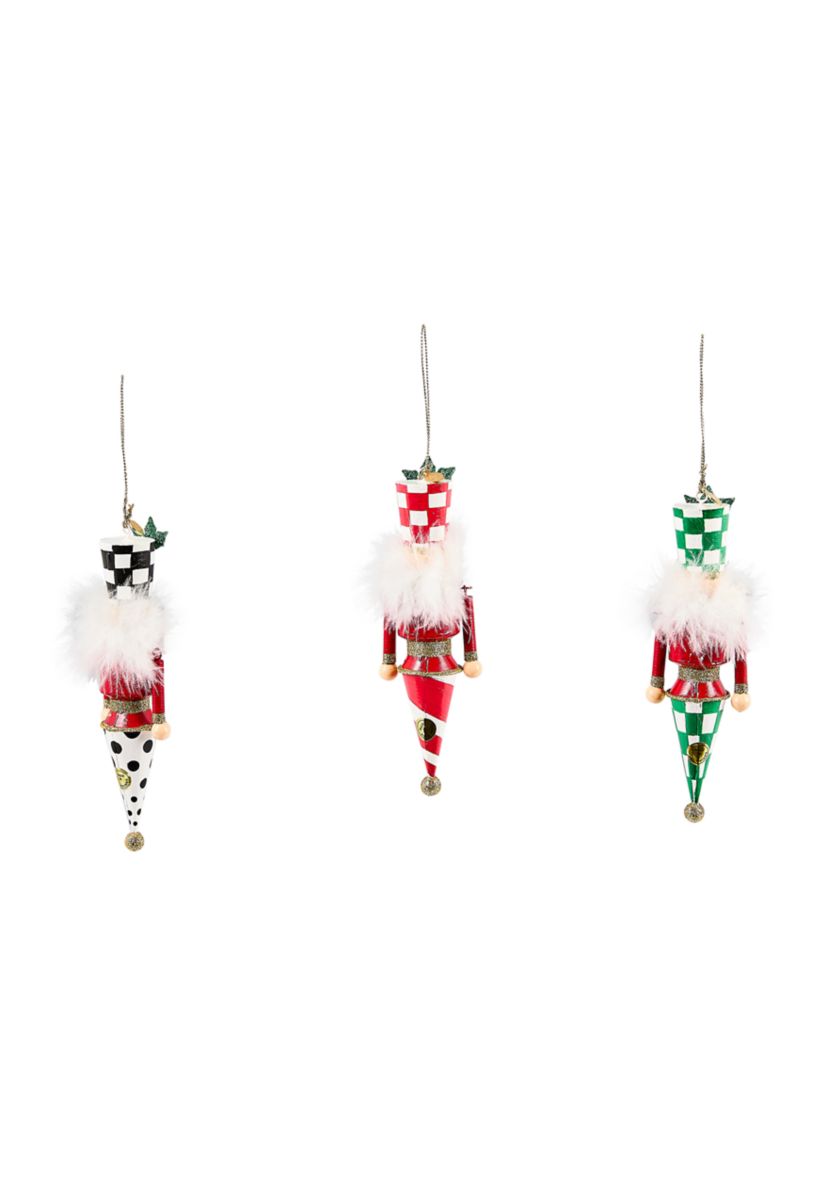 Check It Out Tin Nutcracker Ornaments - Set of 3
