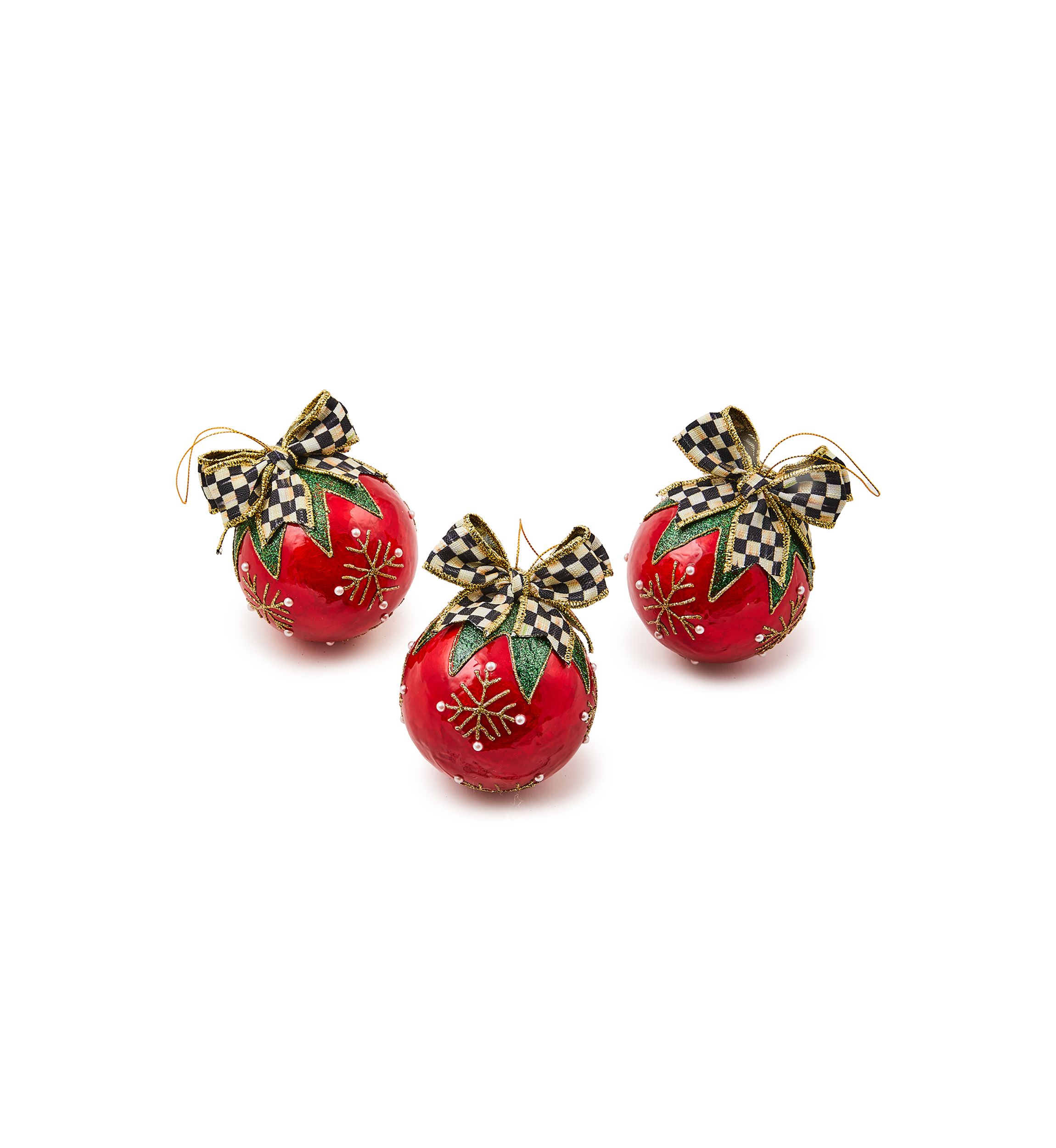 Cozy Christmas Capiz Ball Ornaments - Set of 3
