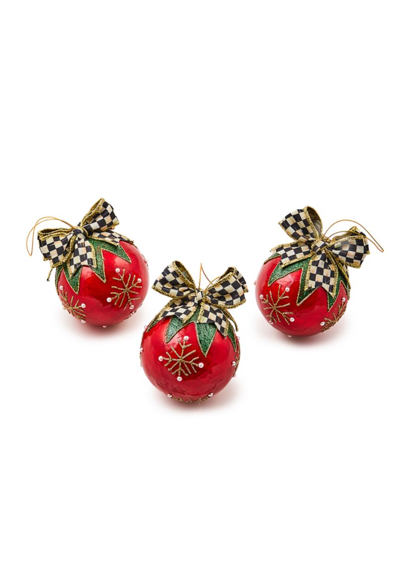 Cozy Christmas Capiz Ball Ornaments - Set of 3