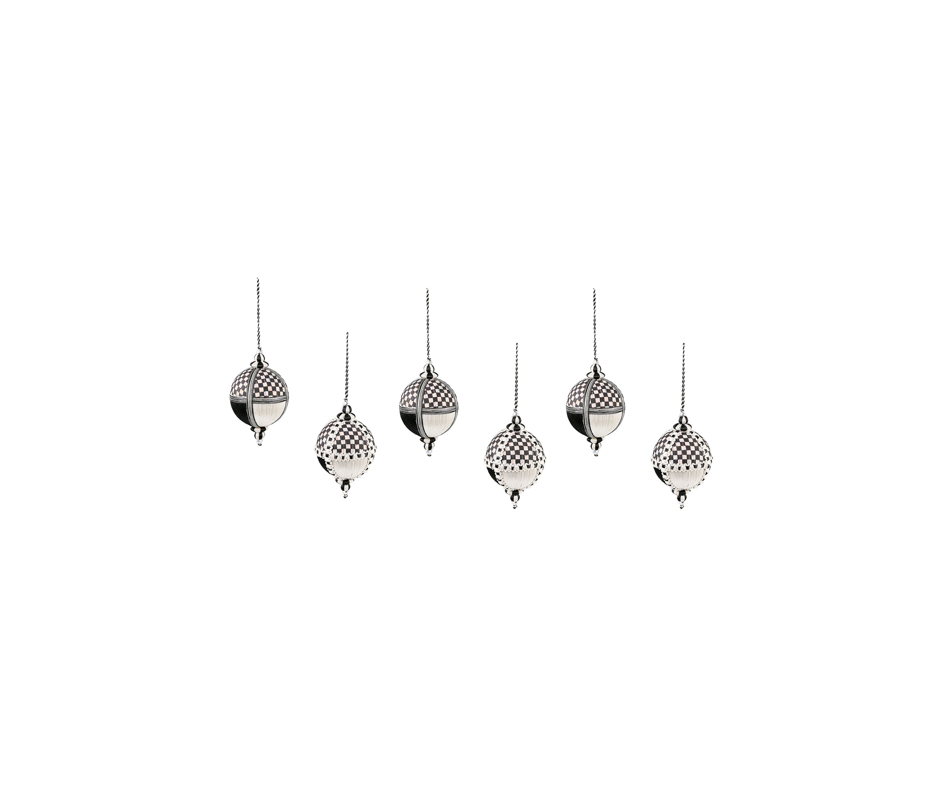  Courtly Patchwork Fabric Ball Ornaments Set of 6 