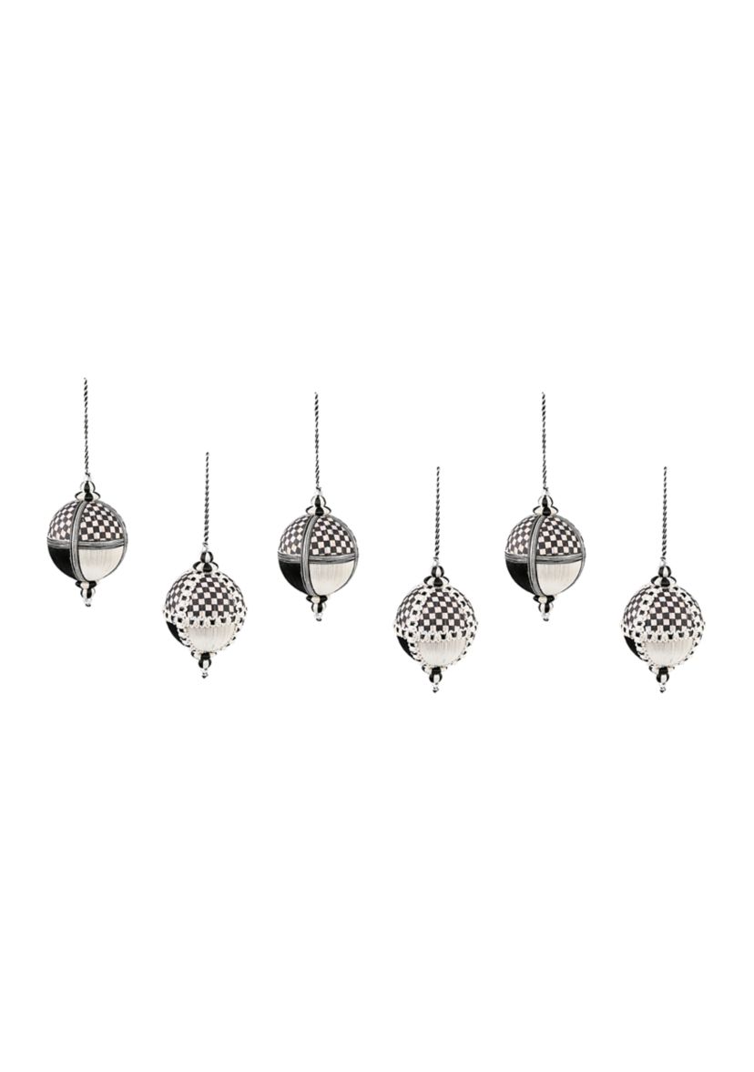  Courtly Patchwork Fabric Ball Ornaments Set of 6 