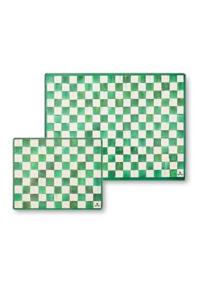Set of 2 Emerald Check Glass Cutting Boards