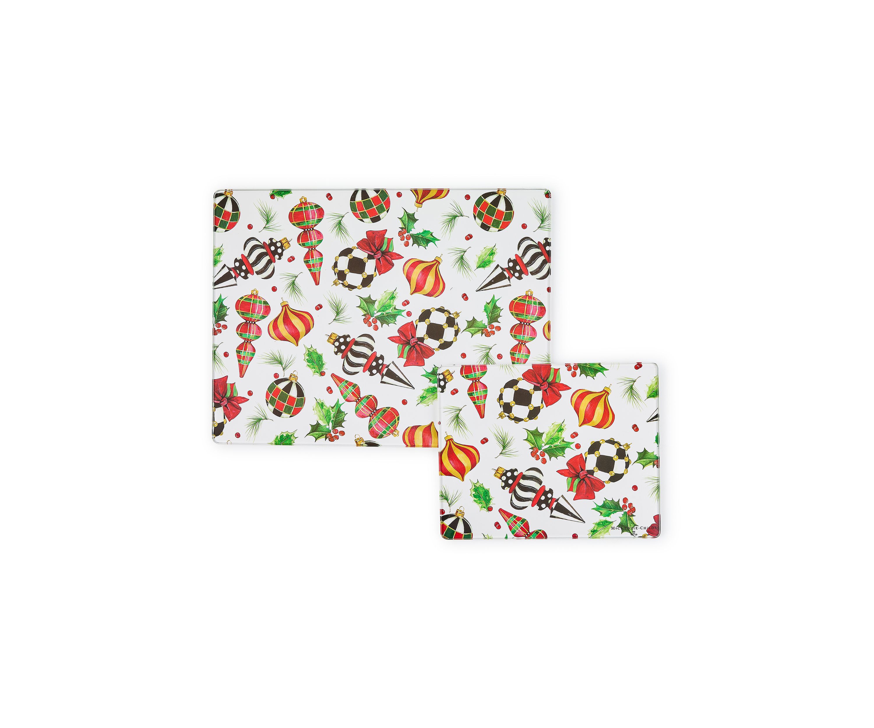 Deck the Halls Glass Cutting Boards Set of 2