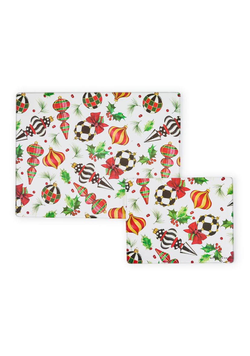 Deck the Halls Glass Cutting Boards Set of 2