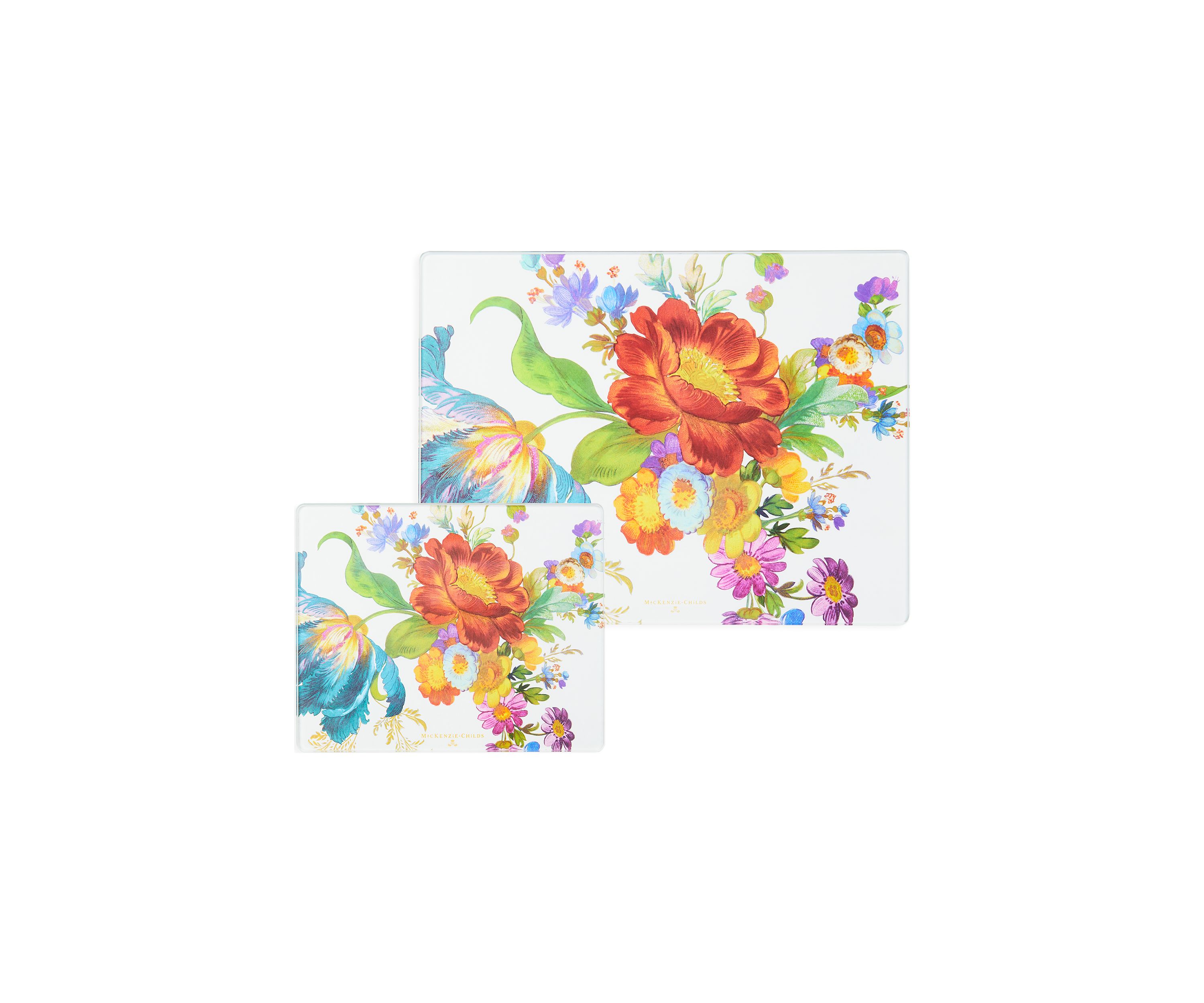 Flower Market Glass Cutting Board - Set of 2