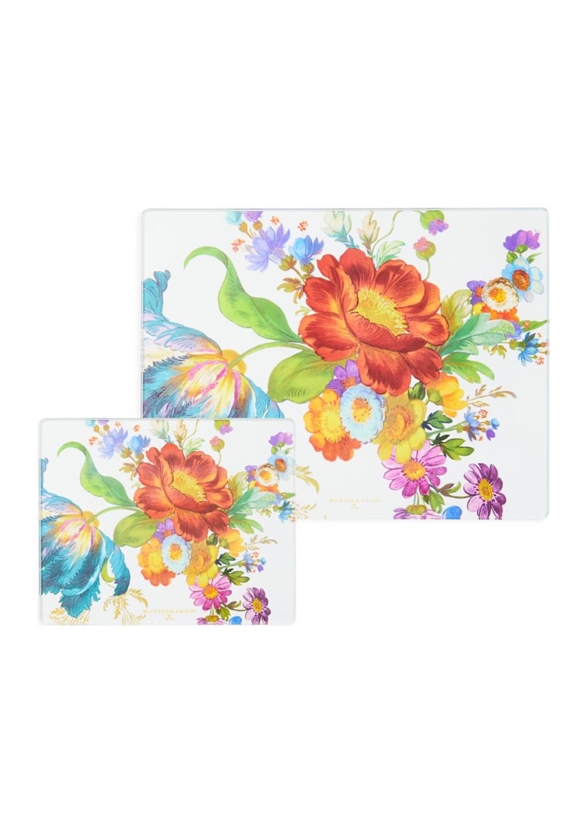 Flower Market Glass Cutting Board - Set of 2