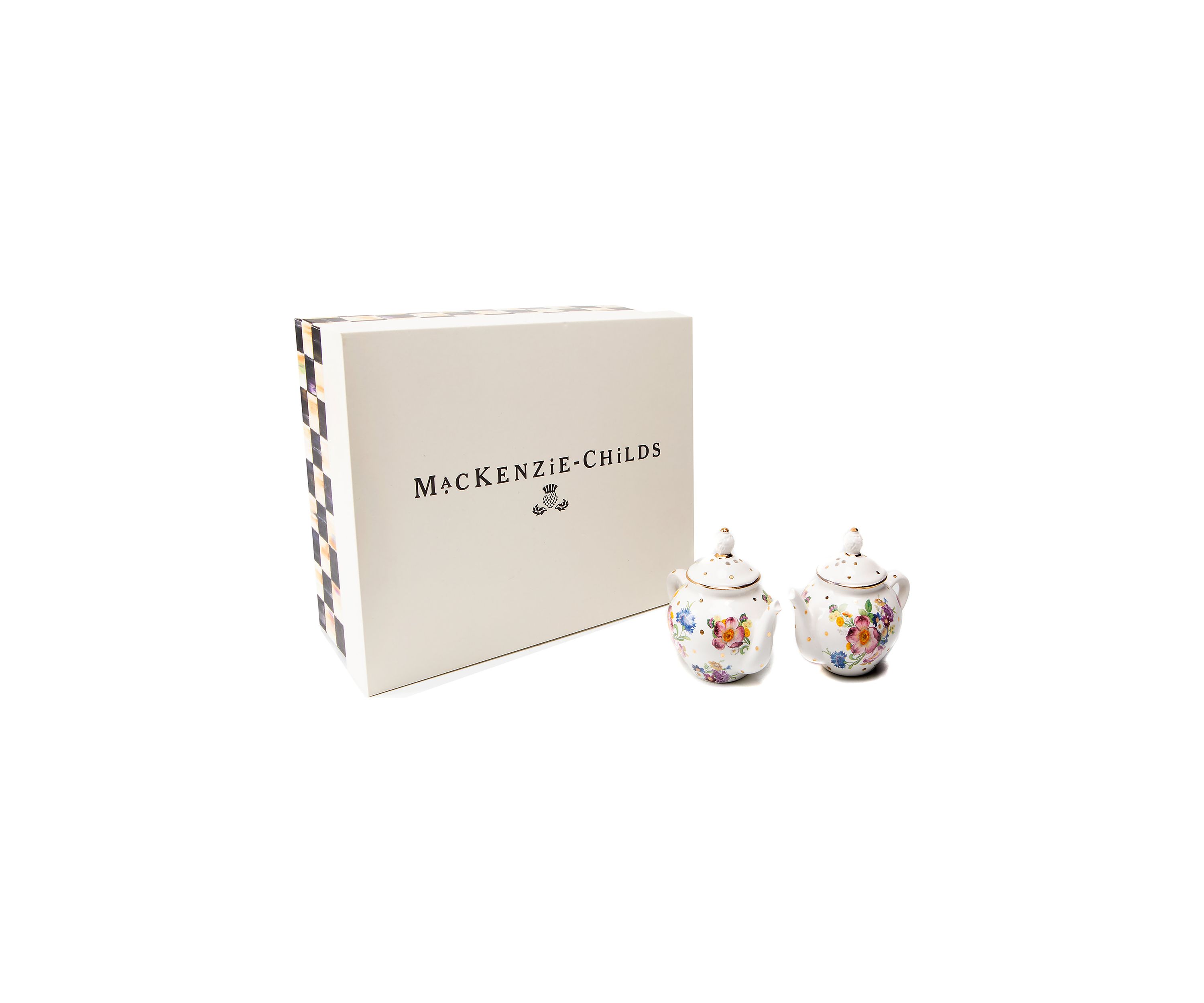 Flower Market Teapot White Salt & Pepper Shaker Set