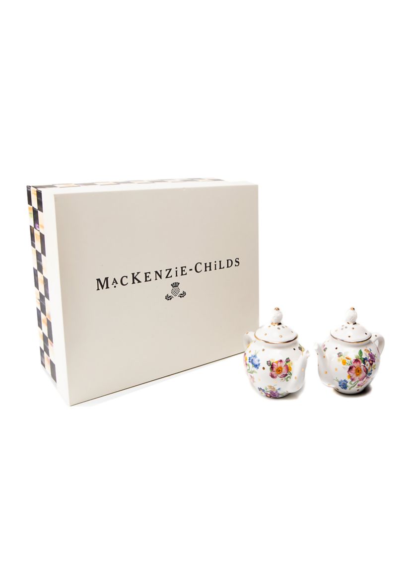Flower Market Teapot White Salt & Pepper Shaker Set