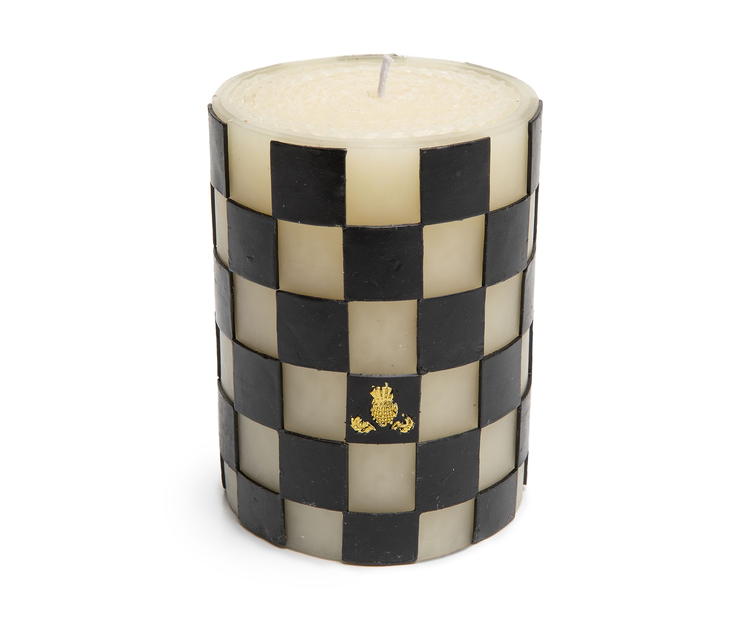 Check 4" Black Pillar Candle
