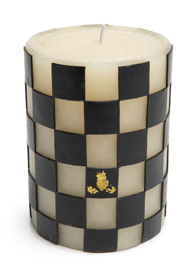 Check 4" Black Pillar Candle