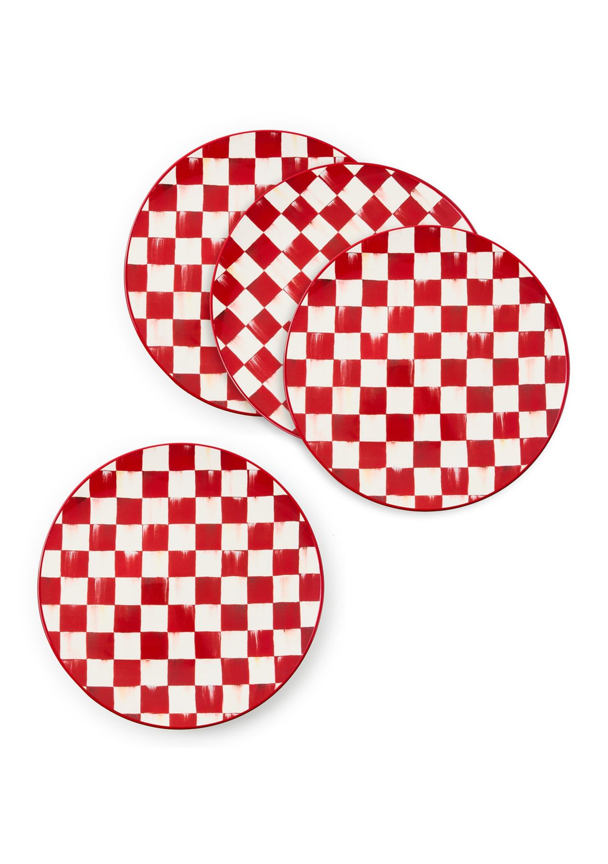 Stoneware Check Dinner Plates Set of 4