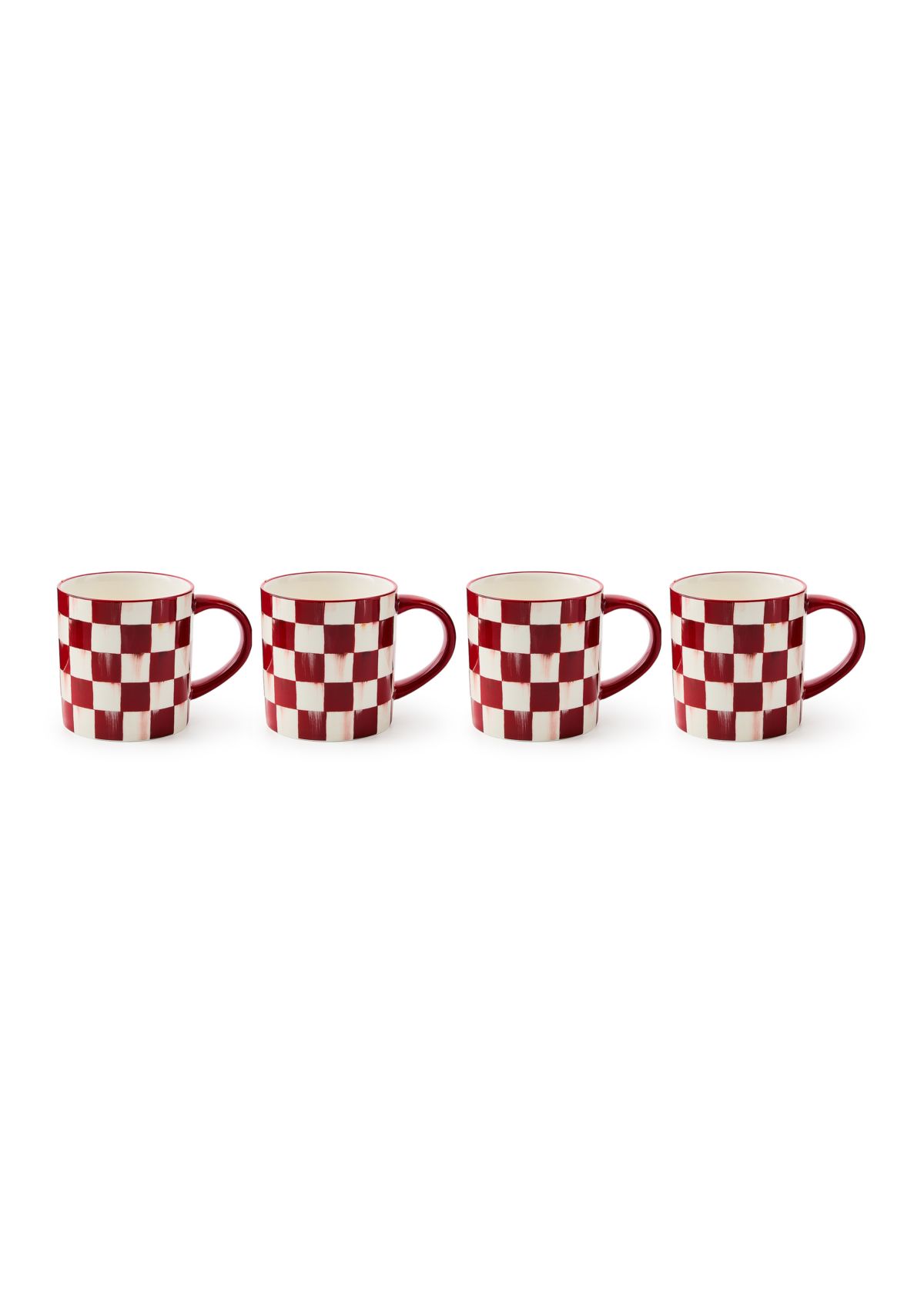 Stoneware Check Mug Set of 4