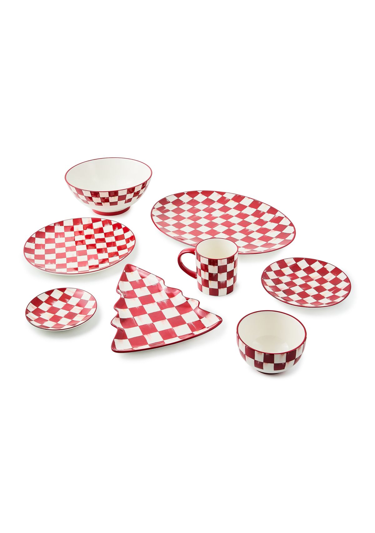 Stoneware Check Mug Set of 4