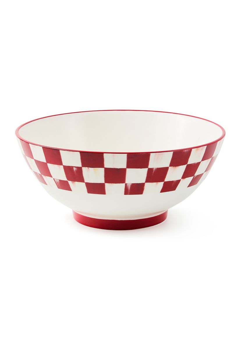 Stoneware Check Serving Bowl