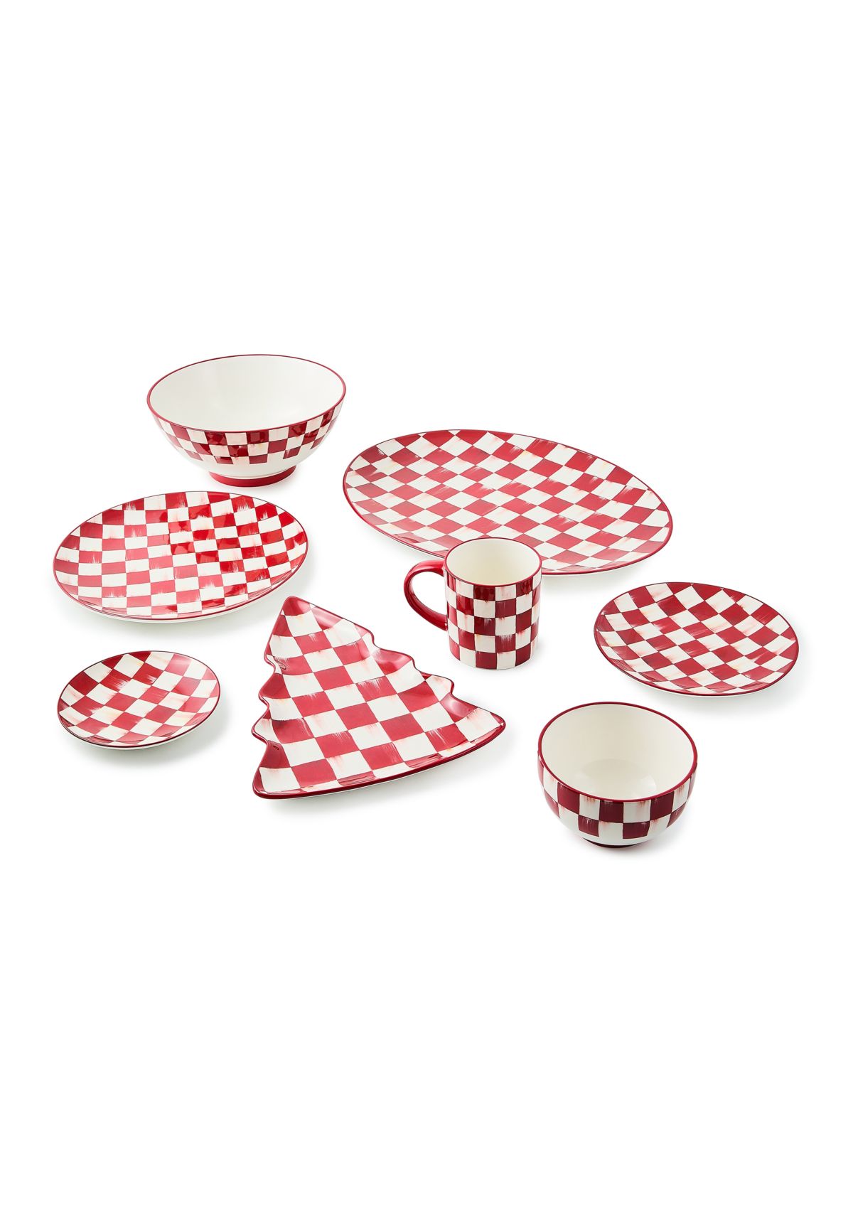 Stoneware Check Serving Bowl