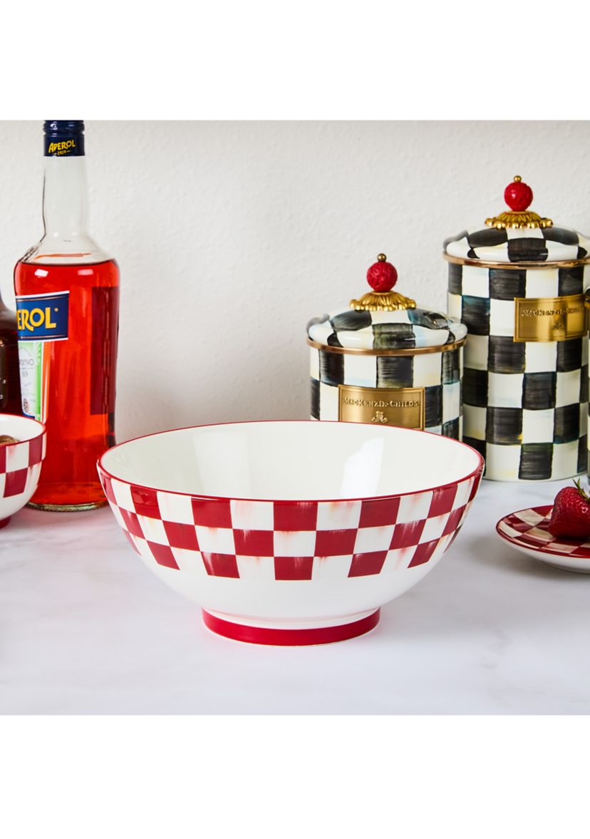 Stoneware Check Serving Bowl