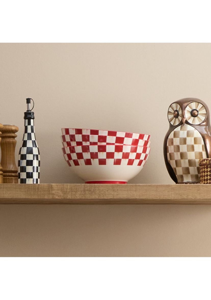 Stoneware Check Serving Bowl