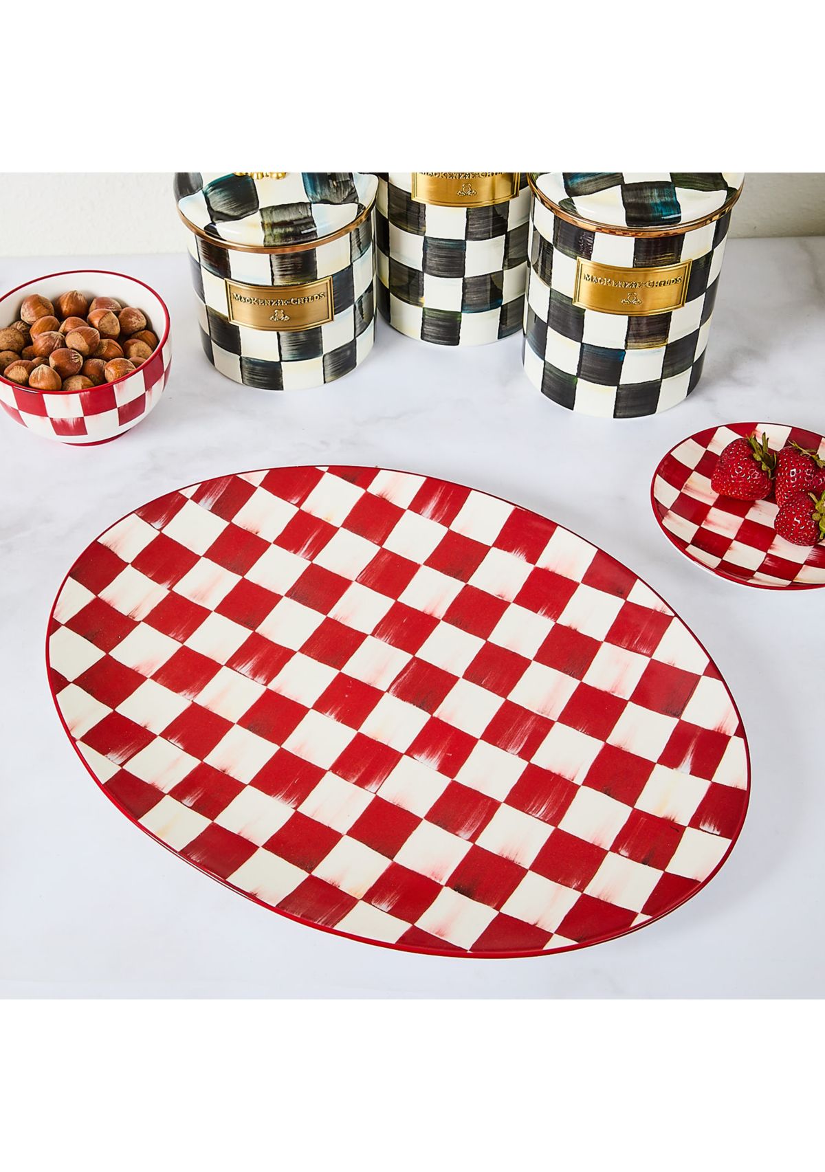 Stoneware Check Serving Platter