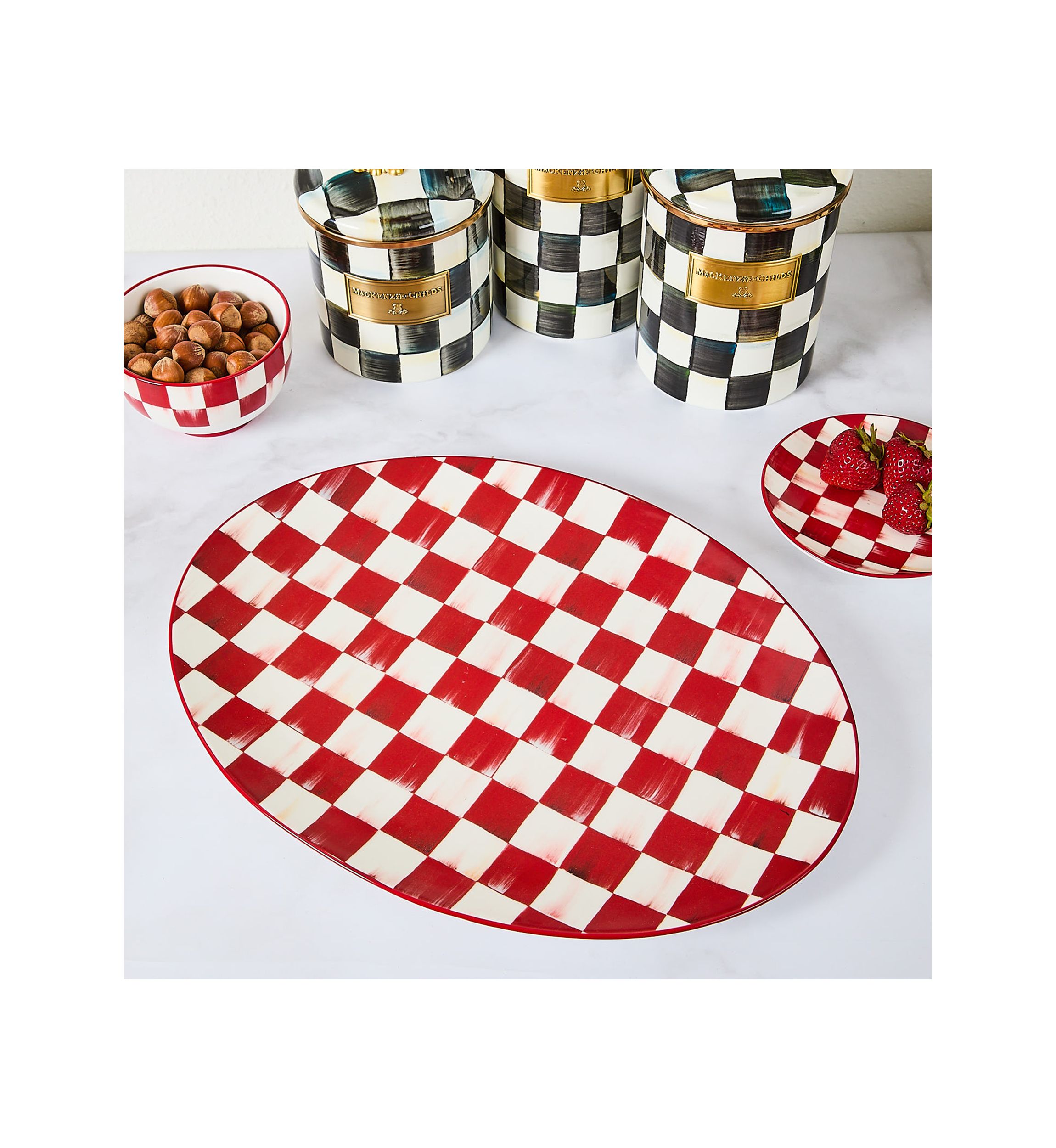 Stoneware Check Serving Platter
