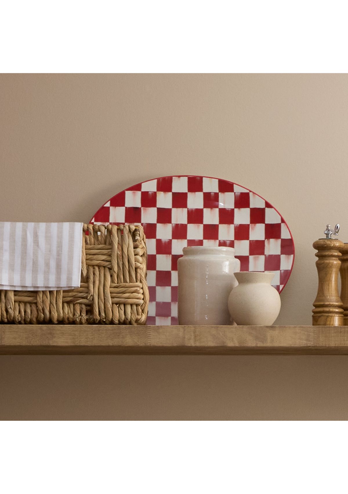 Stoneware Check Serving Platter