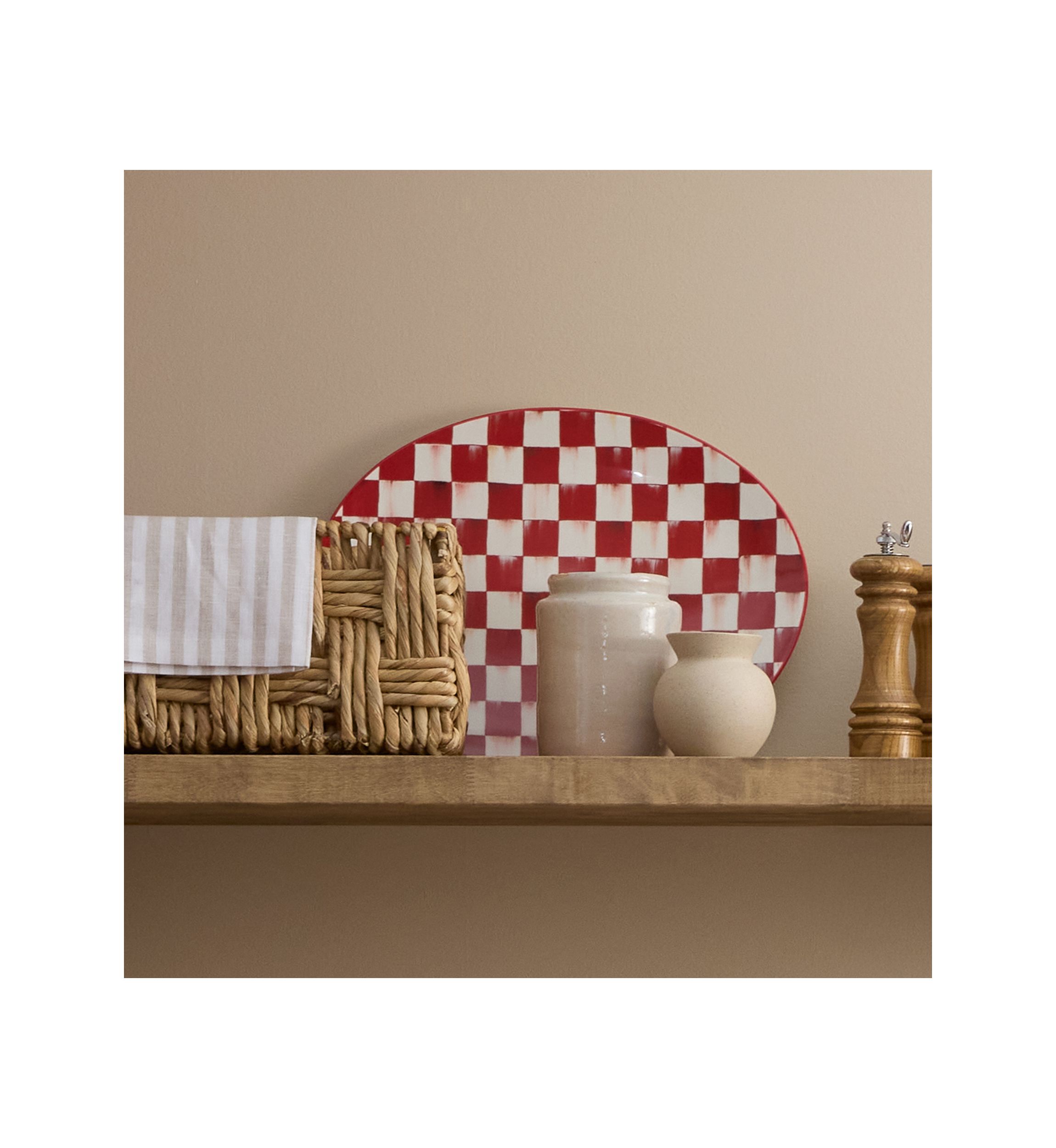 Stoneware Check Serving Platter