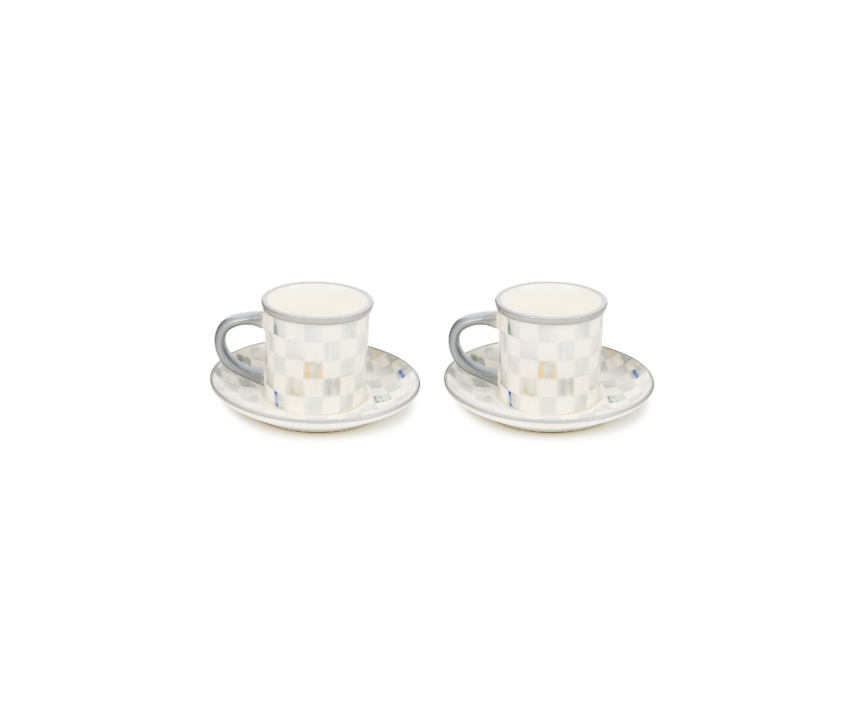 Check Stoneware Espresso Cup & Saucer Set of 2
