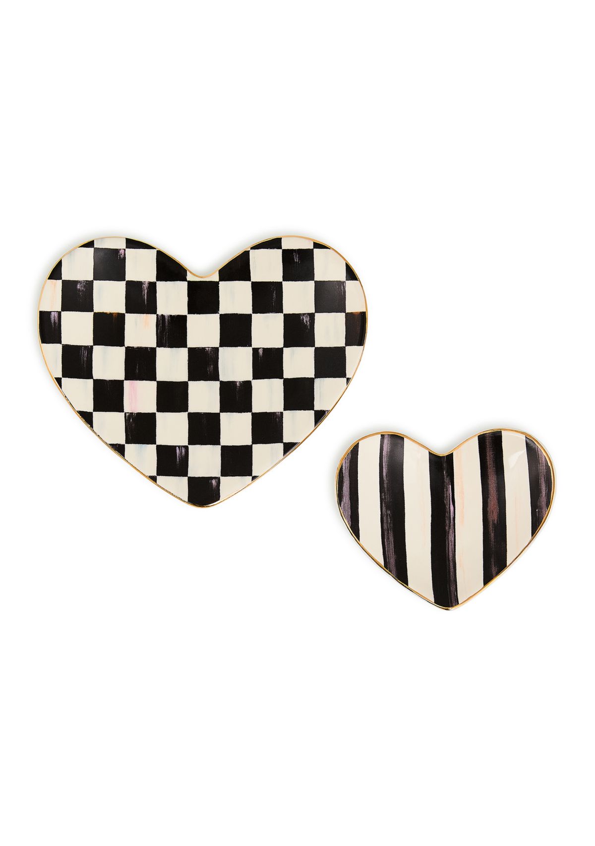 Check Heart Trinket Dishes Set of 2
