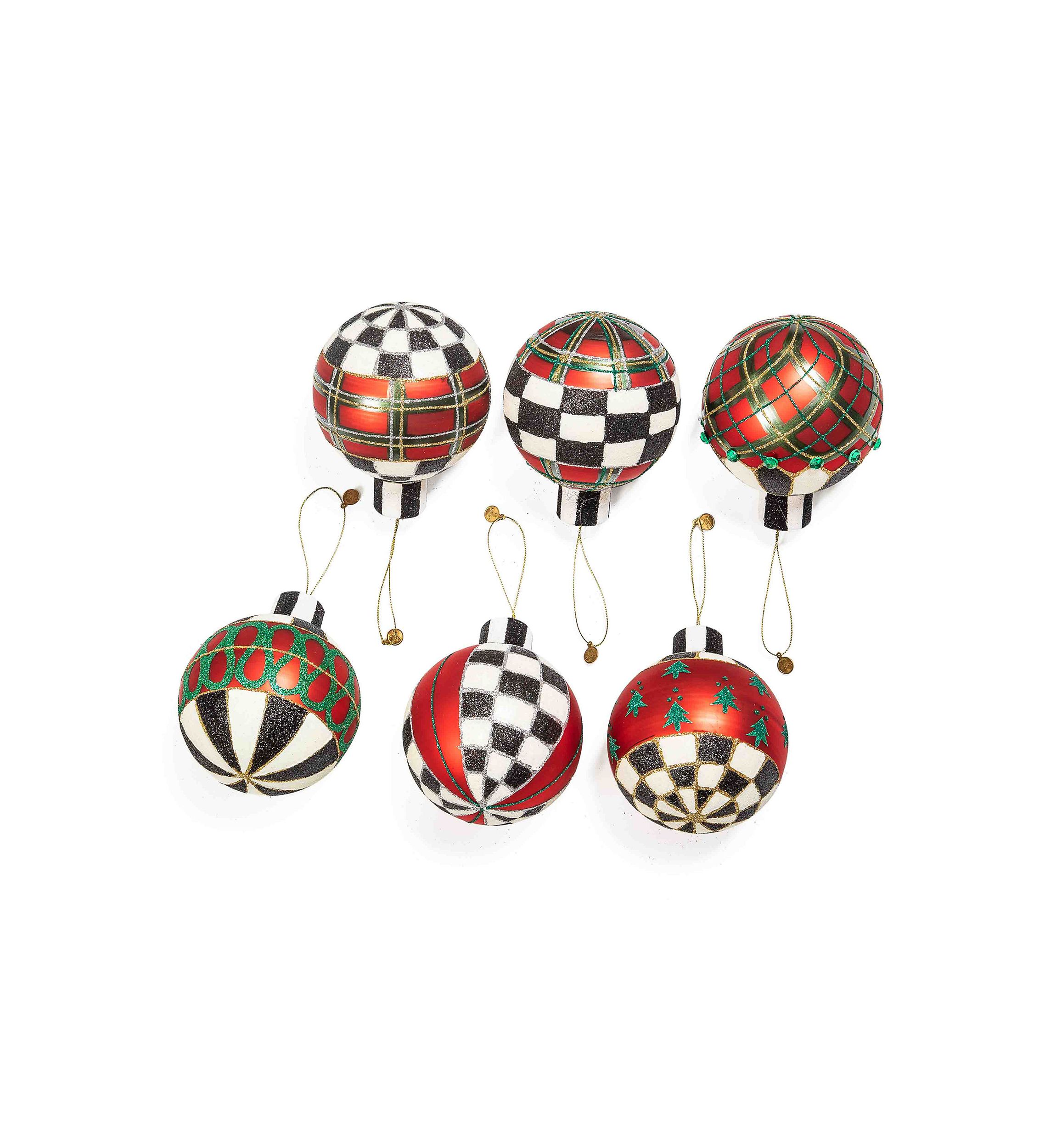 Tartan Glass Ball Ornaments - 6 Pack
