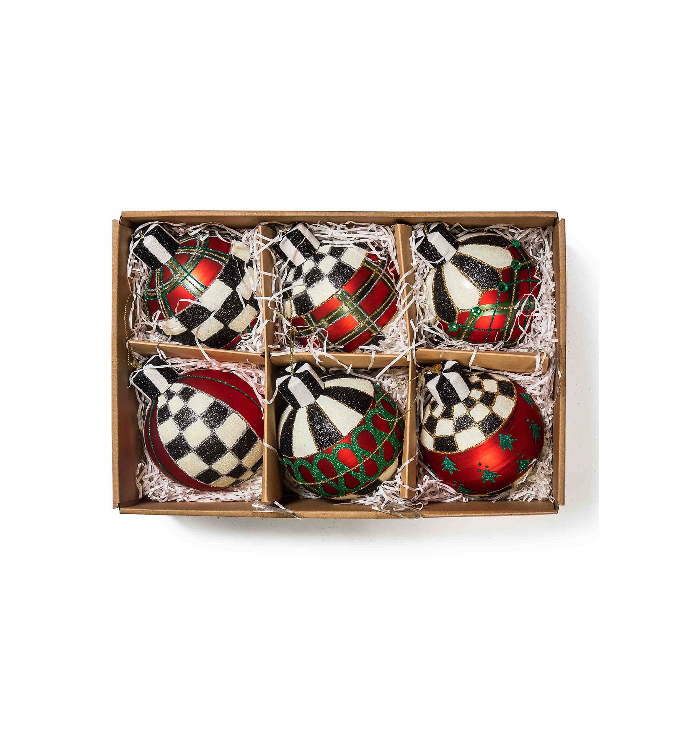 Tartan Glass Ball Ornaments - 6 Pack