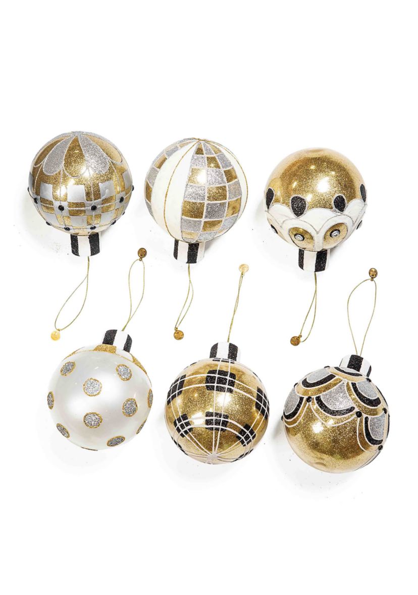 Glam Up Glass Ball Ornaments - Set of 6
