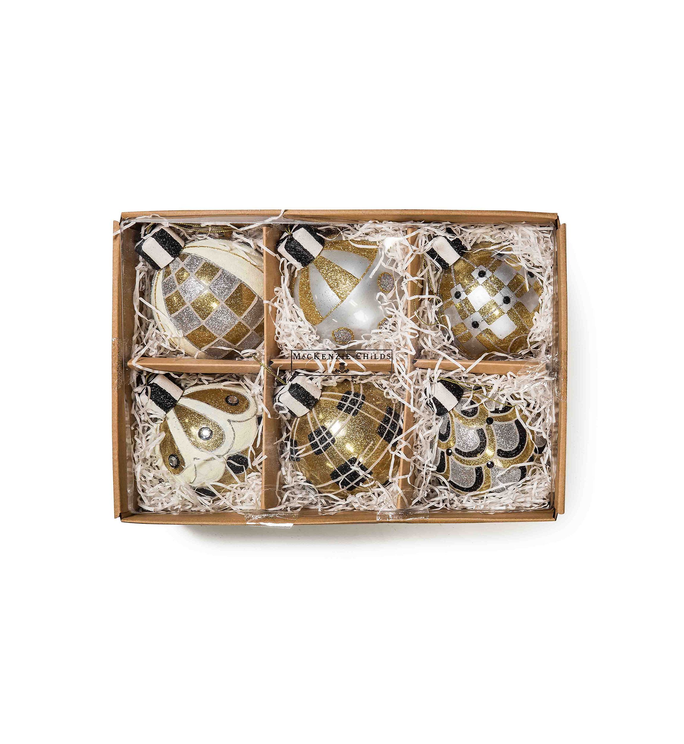 Glam Up Glass Ball Ornaments - Set of 6