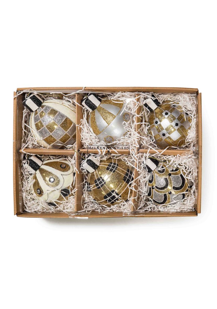 Glam Up Glass Ball Ornaments - Set of 6