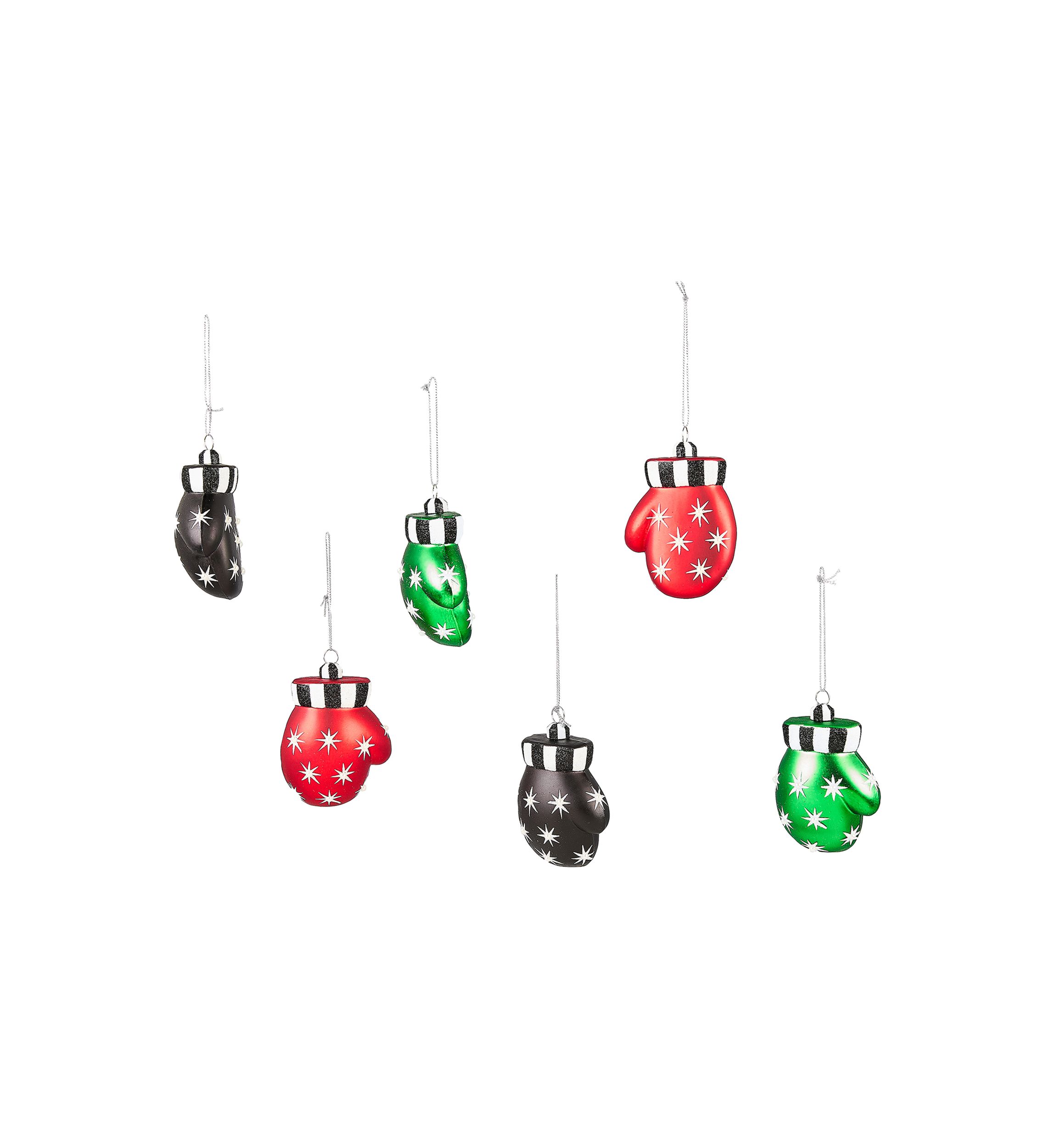  Check It Out Holiday Mitten Glass Ornaments Set of 6