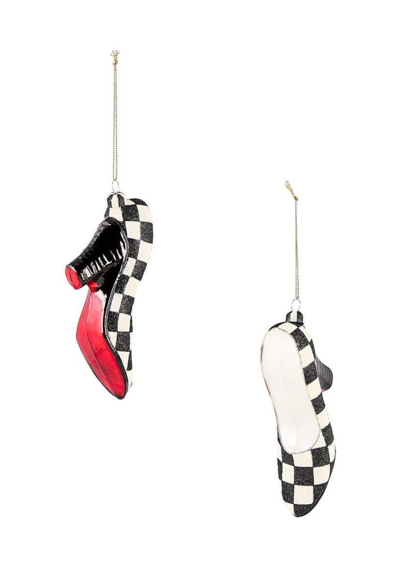 Courtly High Heels Glass Ornament Set of 2 