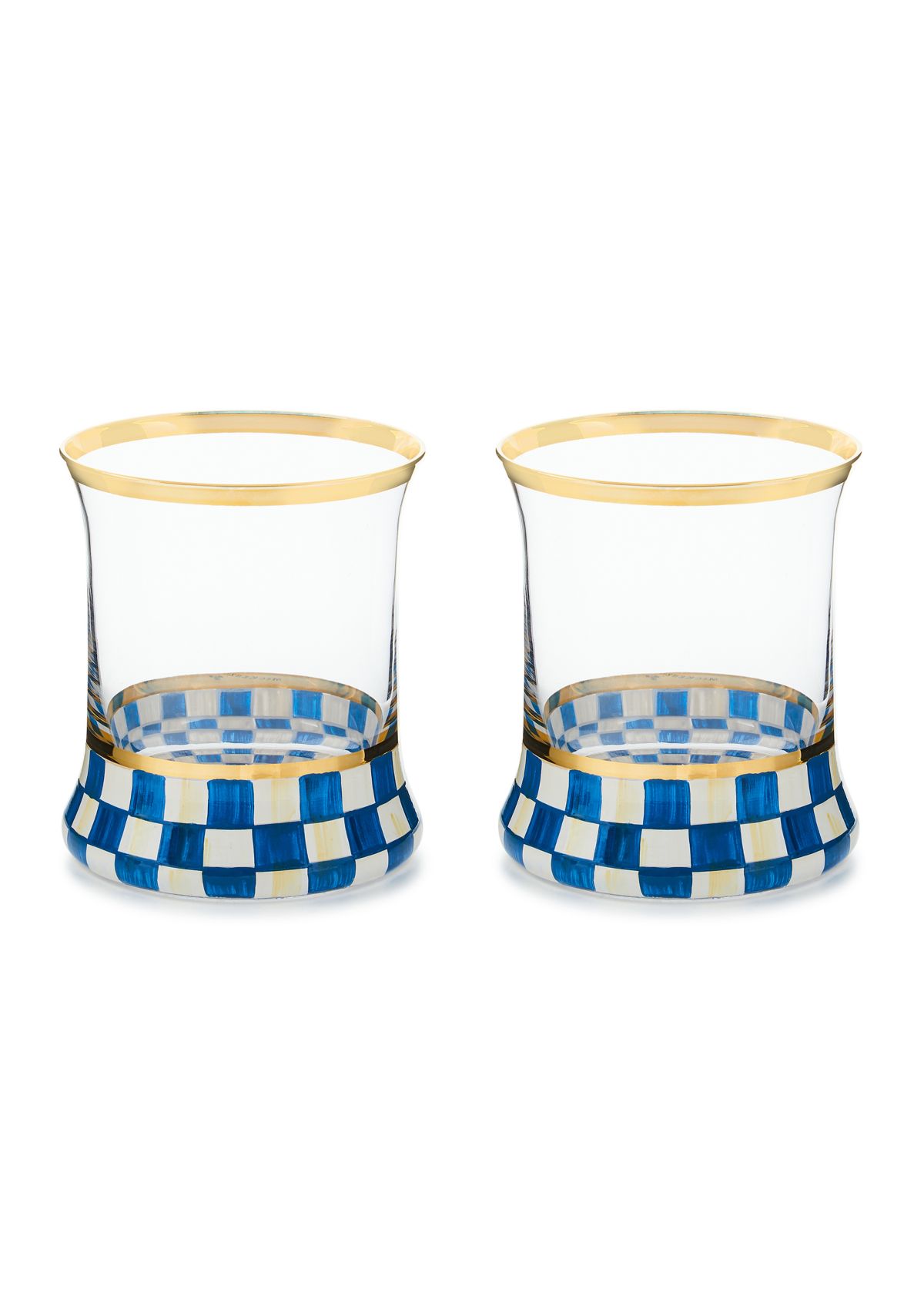 Check Tumbler Glass, Set of 2