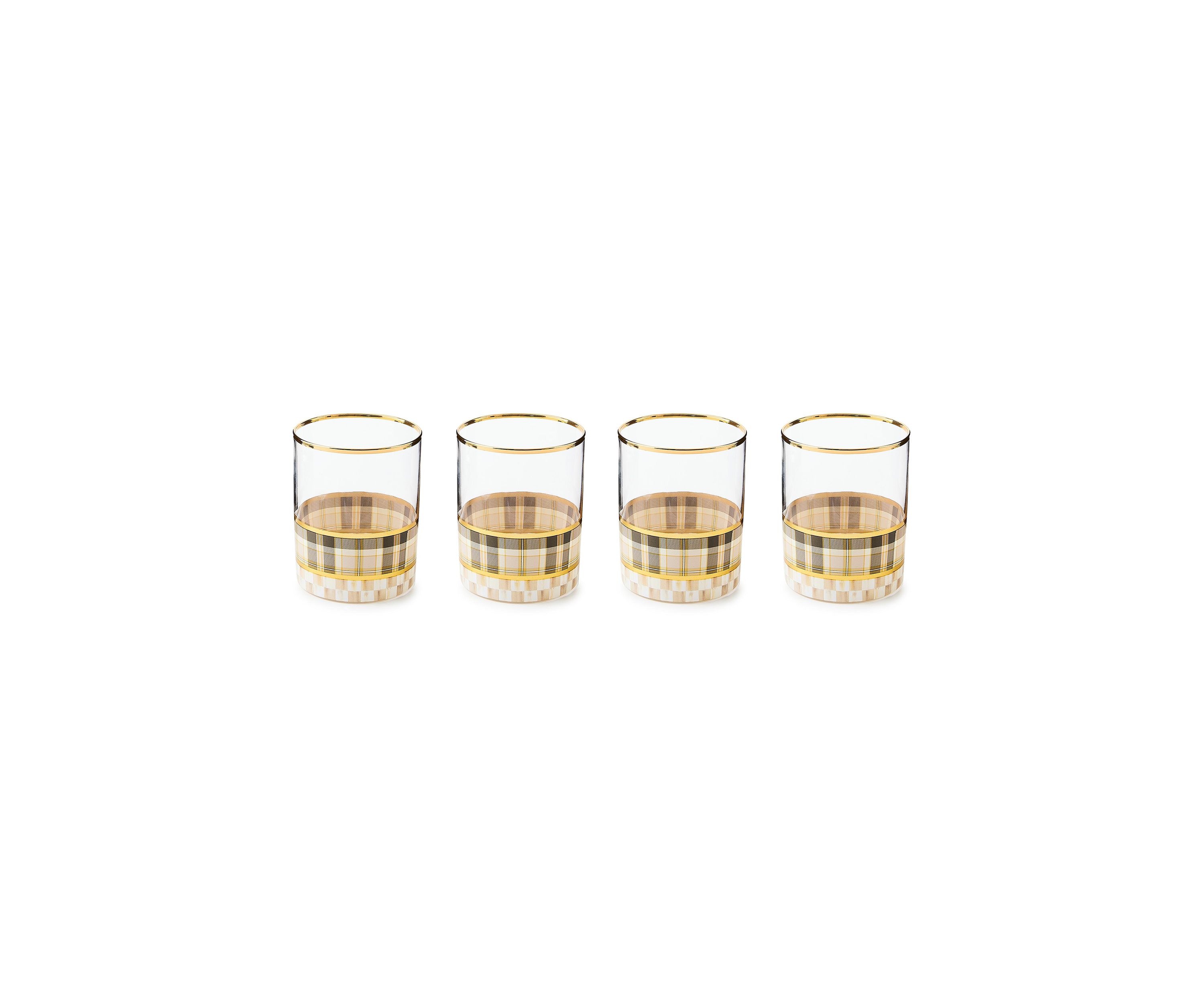 Tartan Mocha Tumbler Glass Set of 4