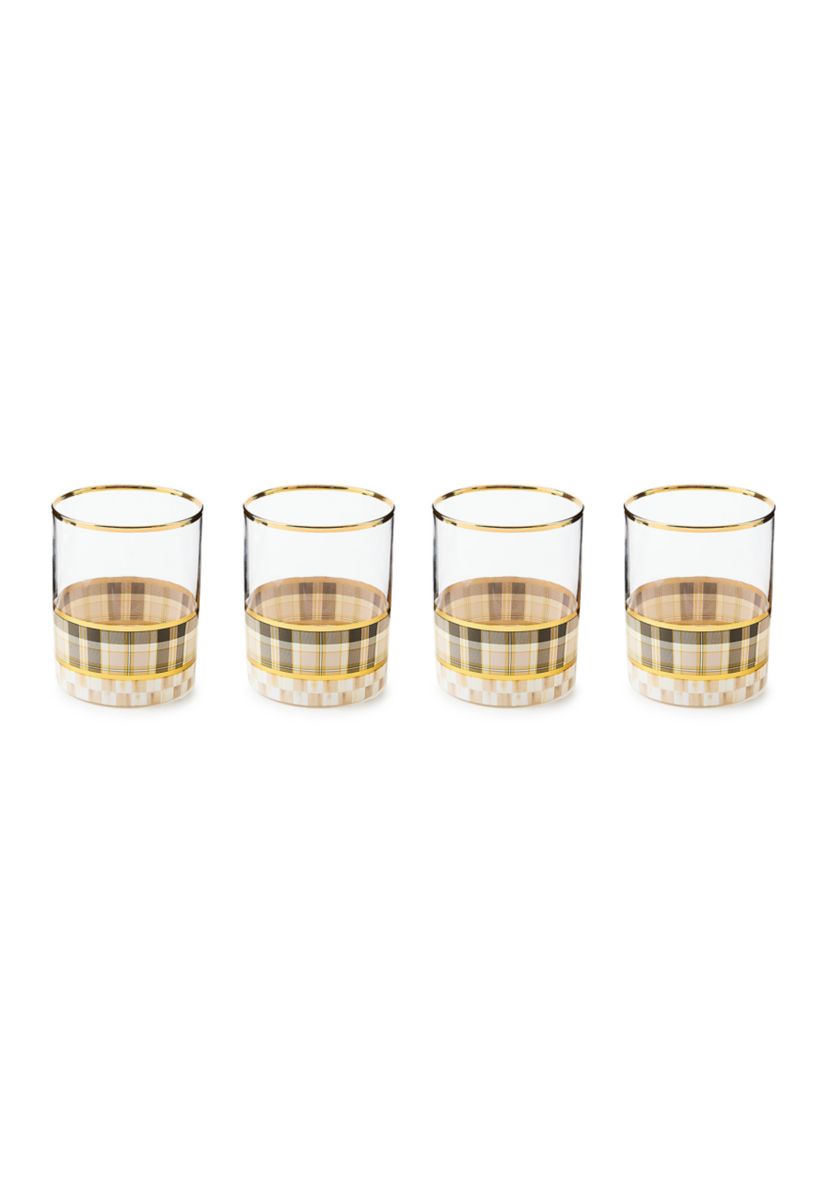 Tartan Mocha Tumbler Glass Set of 4