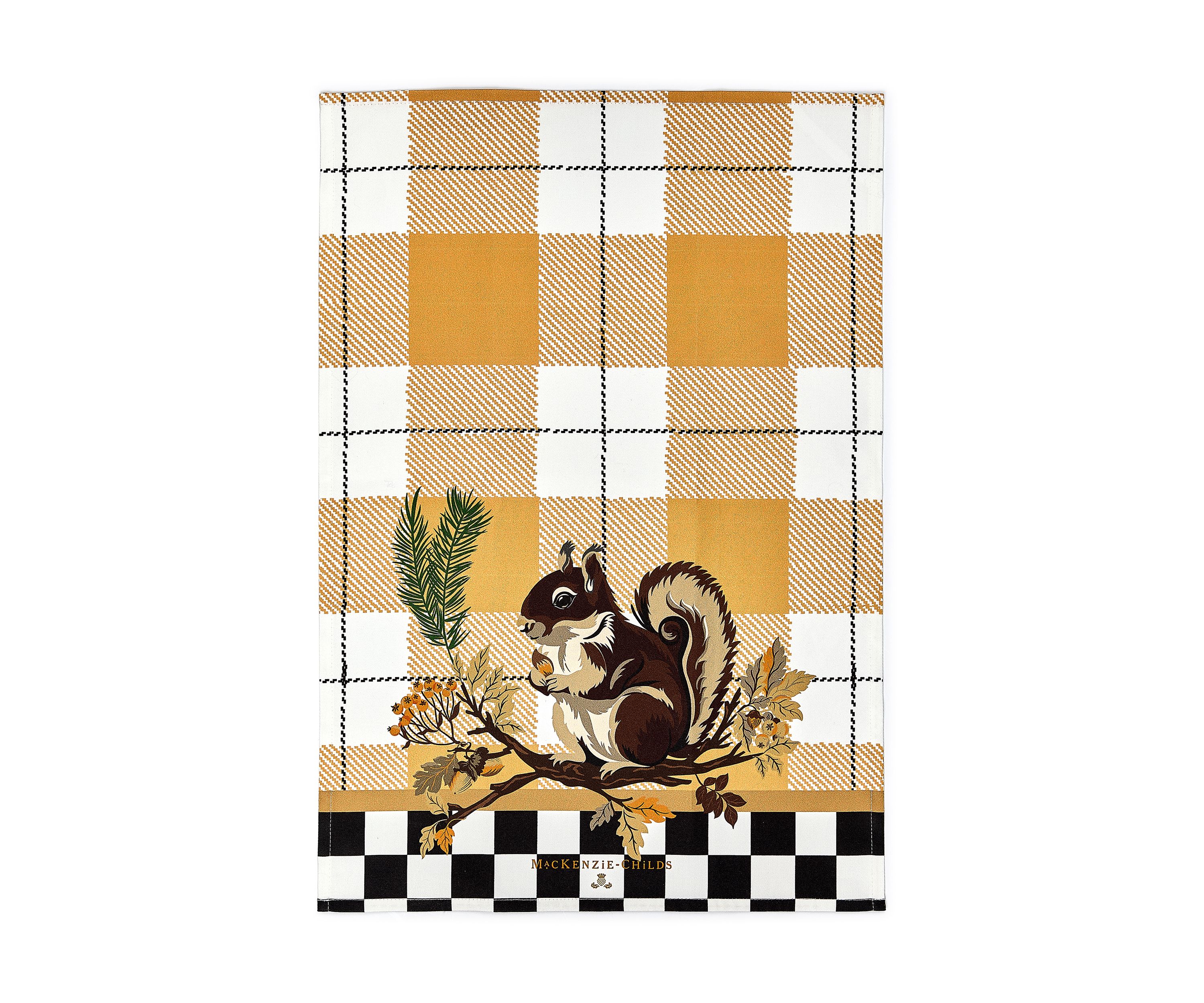 Squirrel Tartan Dish Towel