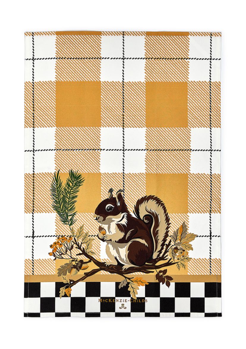 Squirrel Tartan Dish Towel