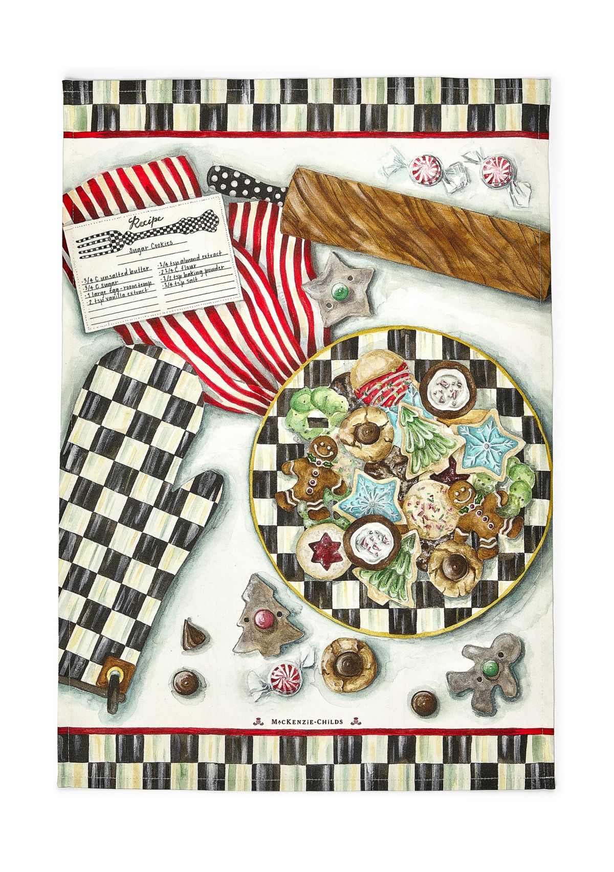 Christmas Cookie Recipe Dish Towel