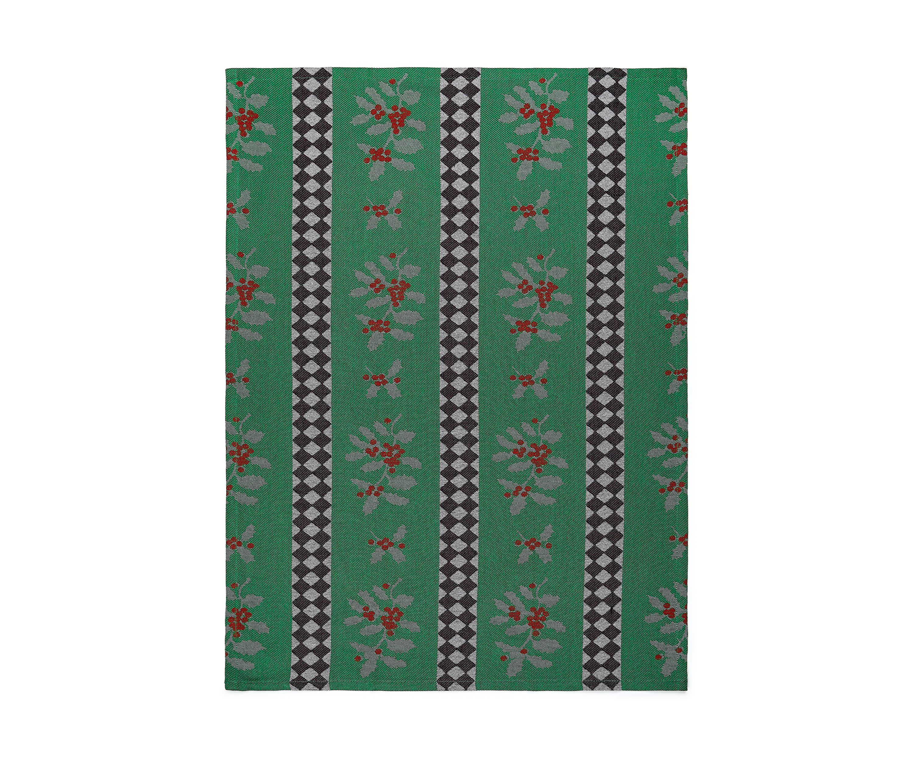 Holly and Holiday Tree Jacquard  Dish Towel Set of 2