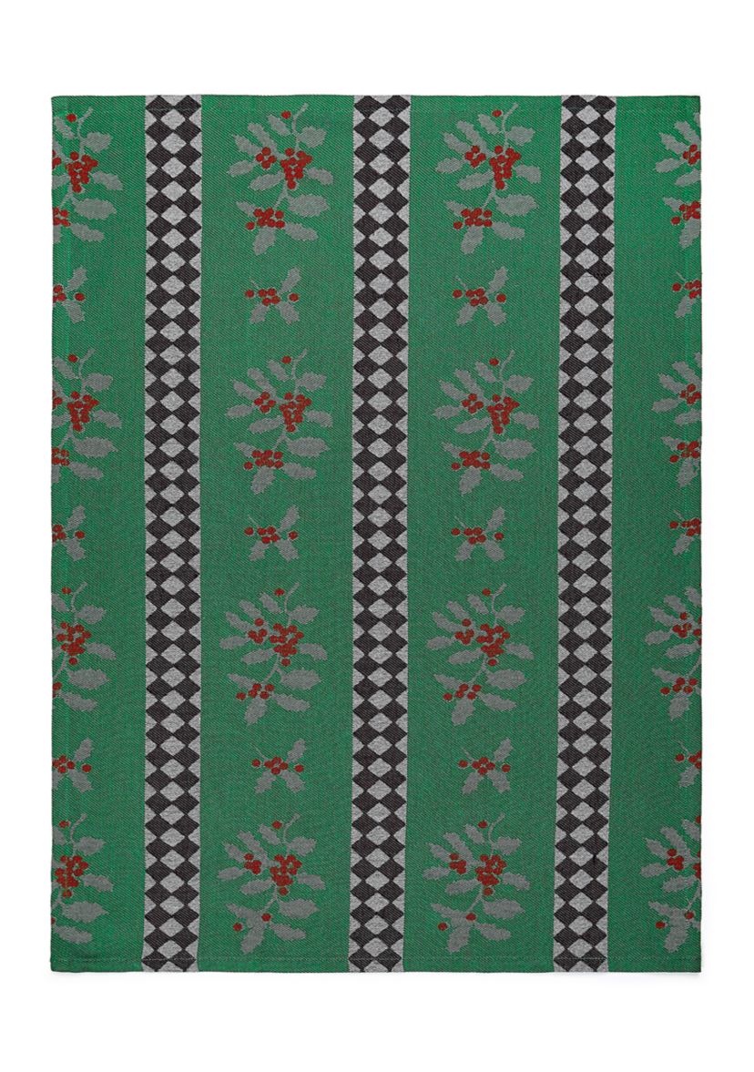 Holly and Holiday Tree Jacquard  Dish Towel Set of 2