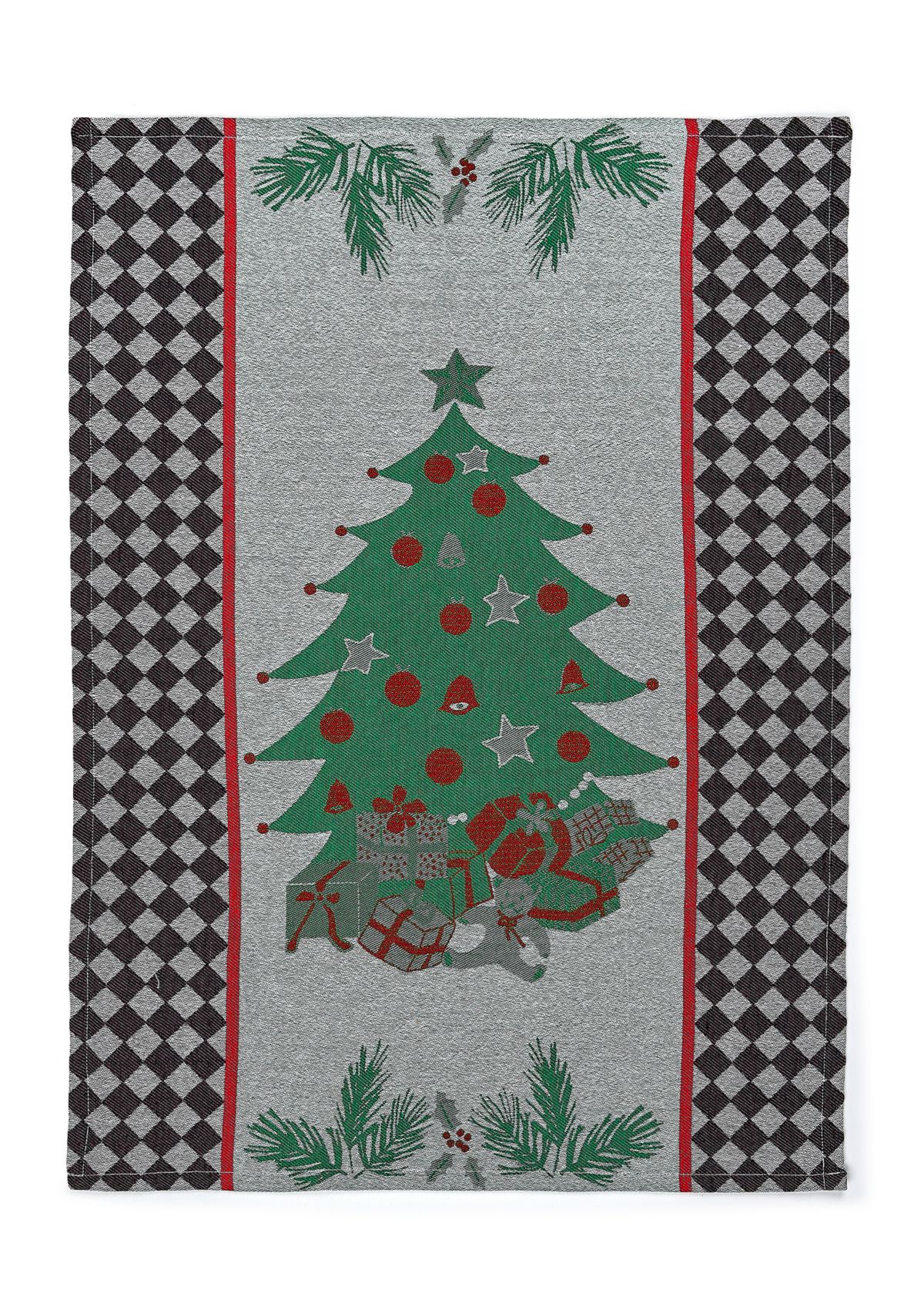 Holly and Holiday Tree Jacquard  Dish Towel Set of 2