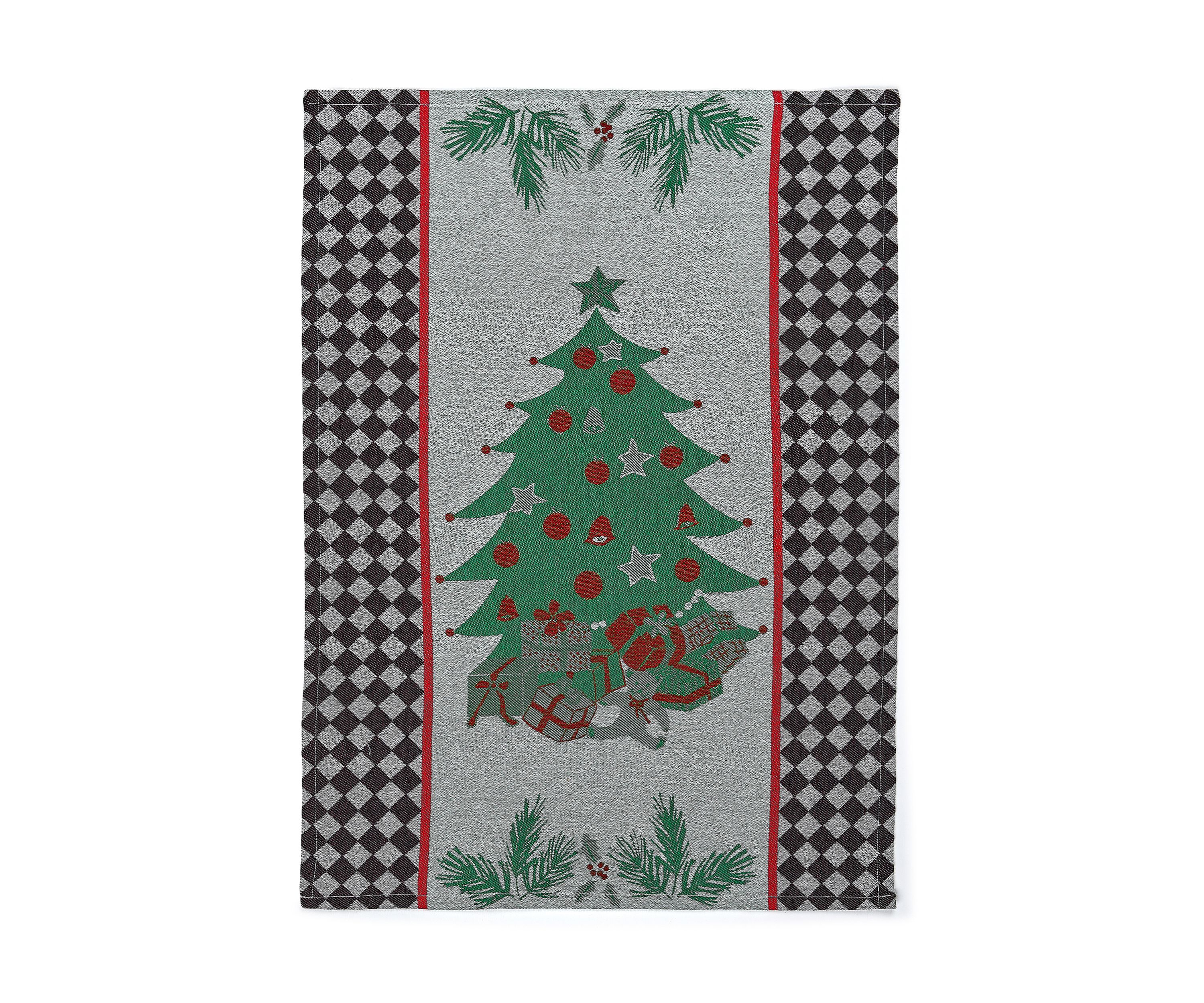 Holly and Holiday Tree Jacquard  Dish Towel Set of 2