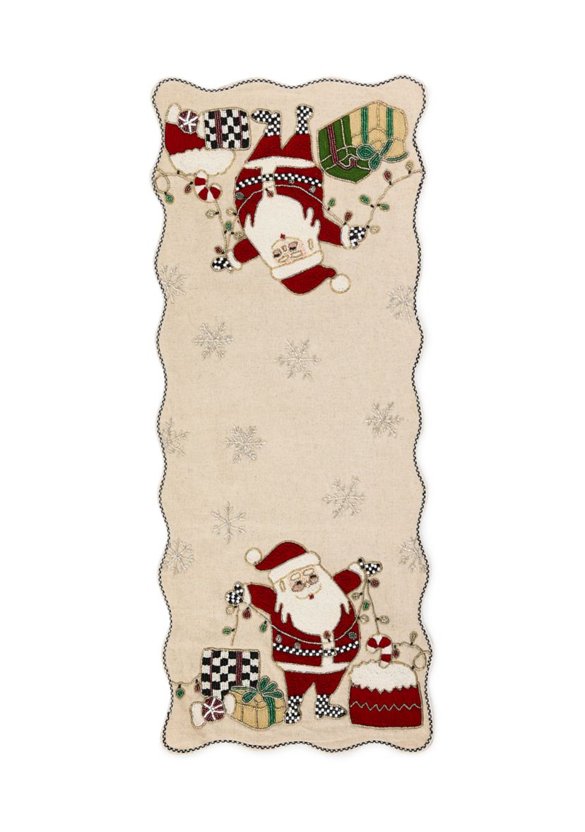 Santa with Tree Lights Beaded Table Runner