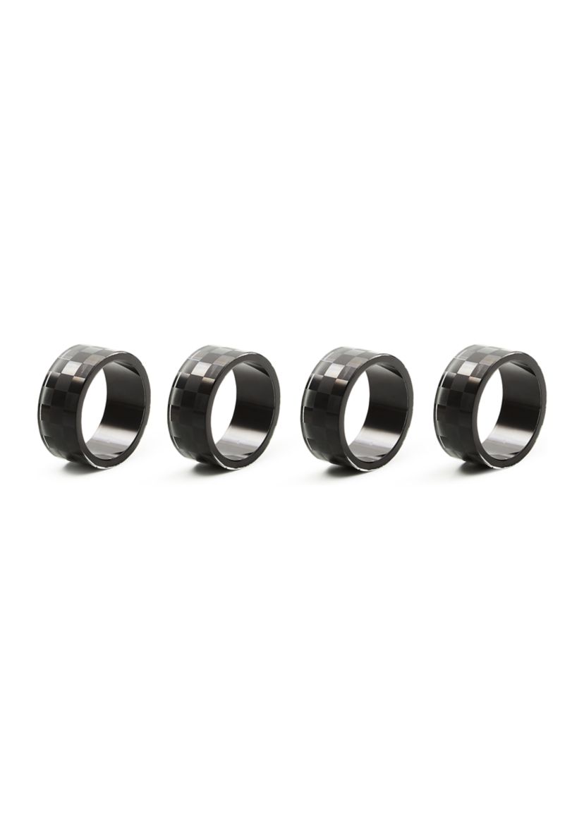 Check Napkin Rings, Set of 4