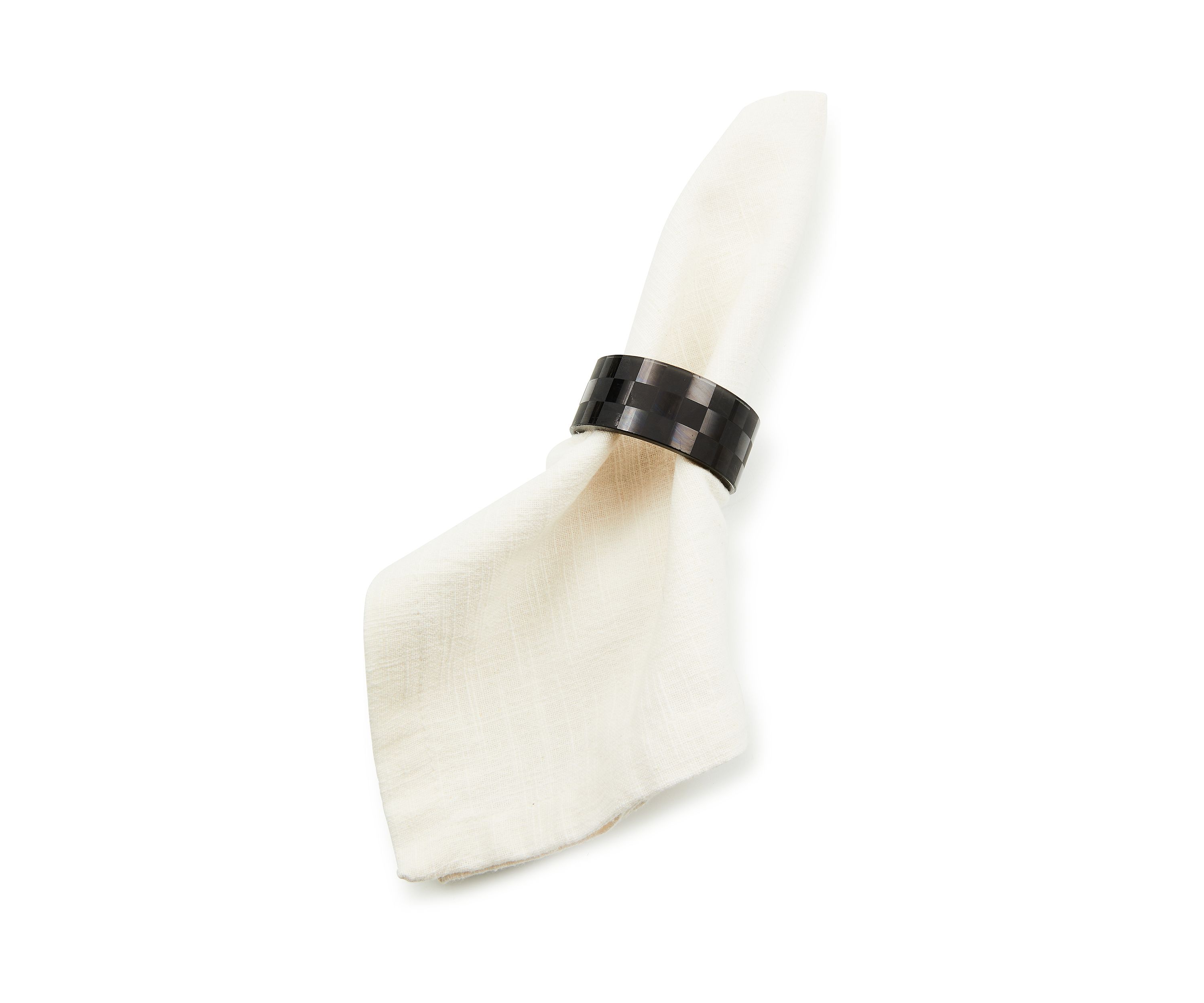 Check Napkin Rings, Set of 4