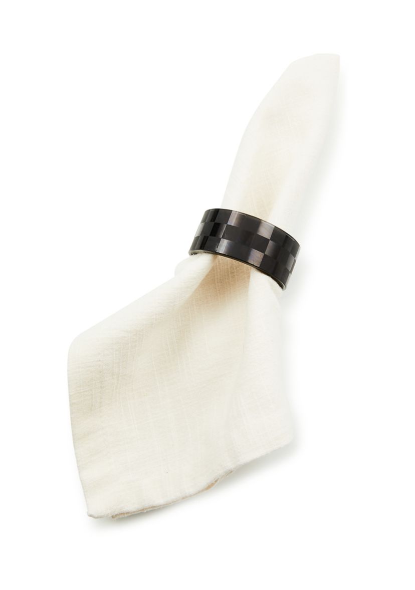 Check Napkin Rings, Set of 4